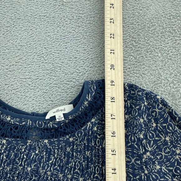 Wilfred XS Blue Laced Trim Blouse With Patterned Design Made In India 0798 - Picture 5 of 8